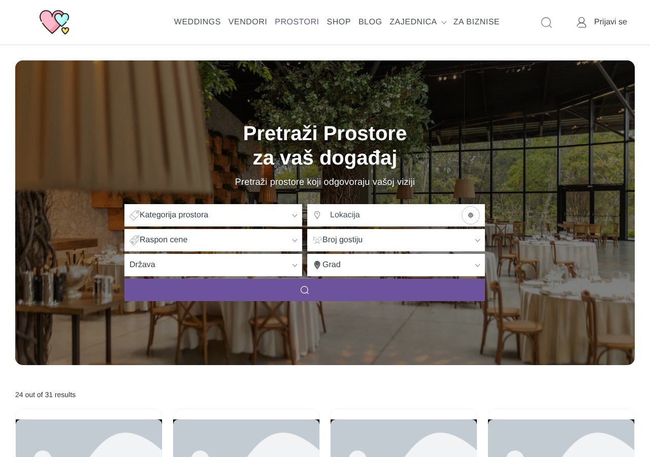 Pretraga prostora na 4weddings
